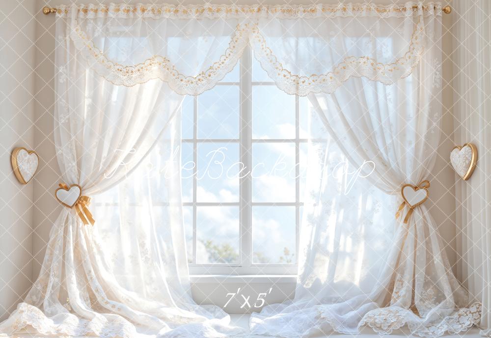 Kate Romantic White Curtain Window Backdrop Designed by Emetselch