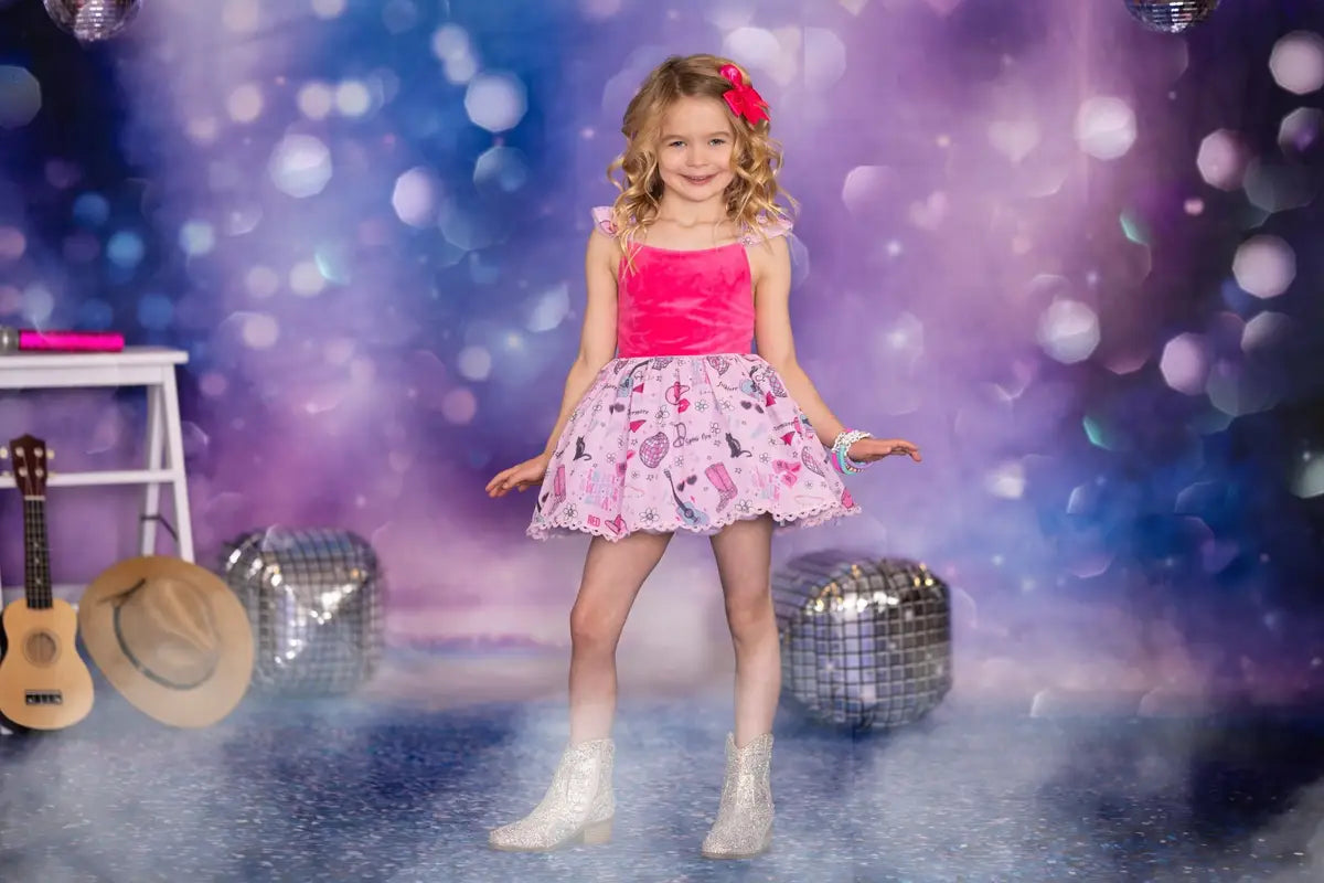 Kate Bokeh Stage Lighting Heart Glitter Purple Backdrop Designed by Emetselch