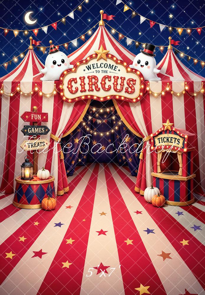 Kate Halloween Circus Tent Trunk or Treat Ghosts Printed Backdrop Designed by Mini MakeBelieve