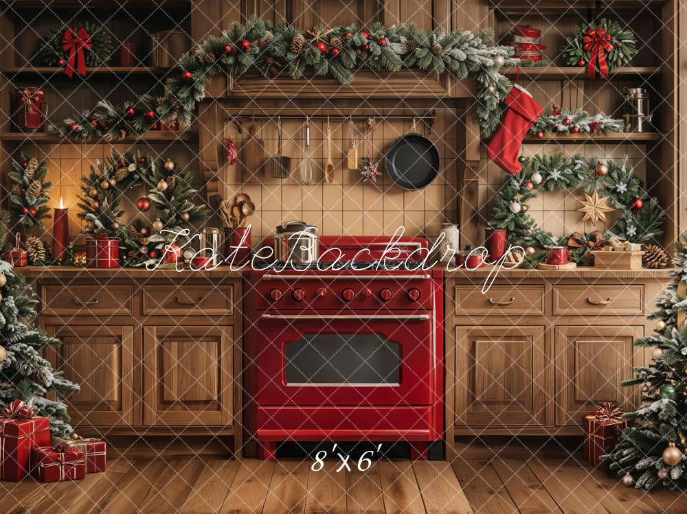 Kate Christmas Kitchen Cabinet Wooden Garland Backdrop Designed by Emetselch