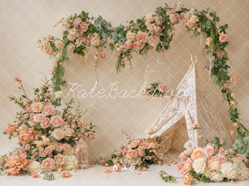 TEST Kate Spring Flower Arch Floral Tent Cream Roses Backdrop Designed by Emetselch