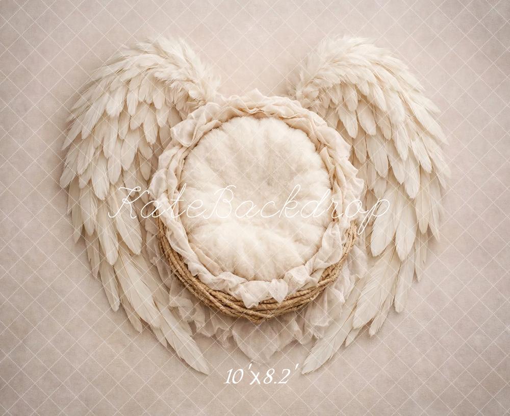 TEST Kate Newborn Cream Angel Wings Nest Printed Backdrop Designed by Vertigo Productions