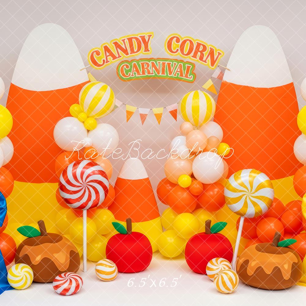Kate Cake Smash Candy Corn Balloons Carnival Fall Sweets Backdrop Designed by Patty Roberts