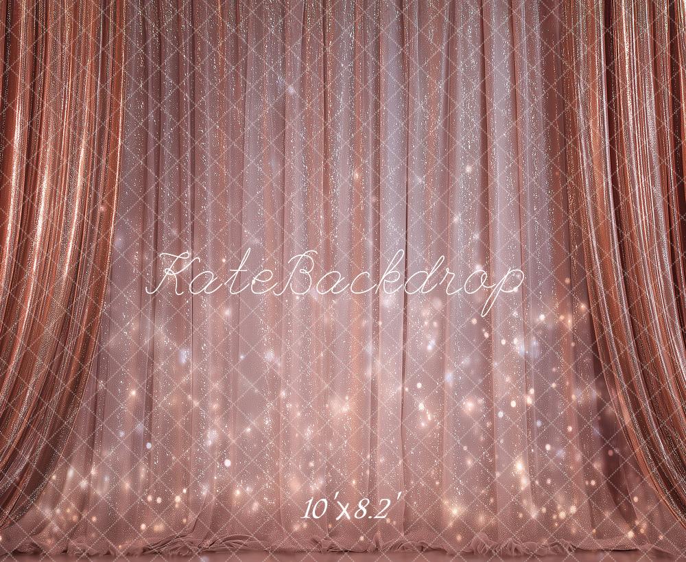 Kate Stage Rose Gold Curtain Bokeh Sparkle Printed Backdrop Designed by Angela Miller