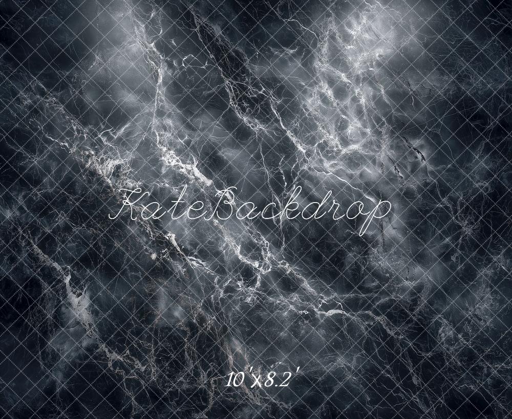 Kate Black White Cracked Abstract Printed Backdrop Designed by Angela Miller