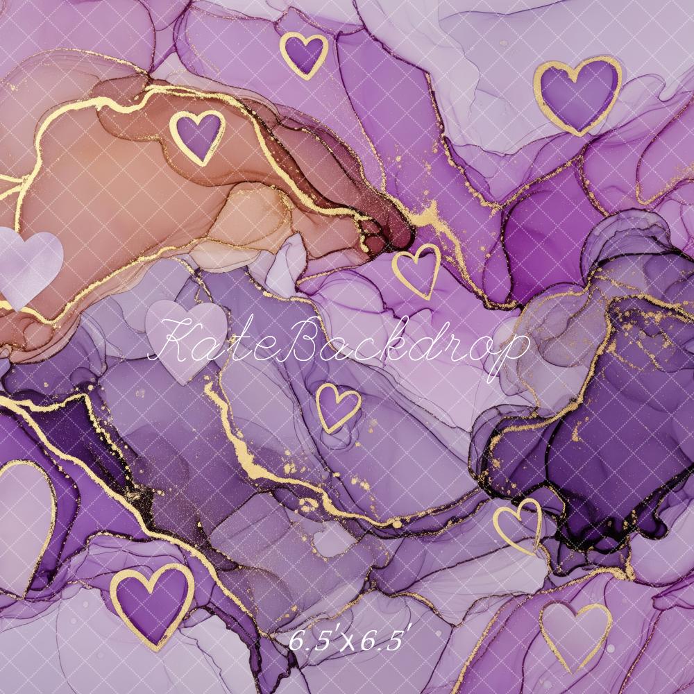 Kate Purple Gold Heart Abstract Texture Backdrop Designed by Patty Roberts