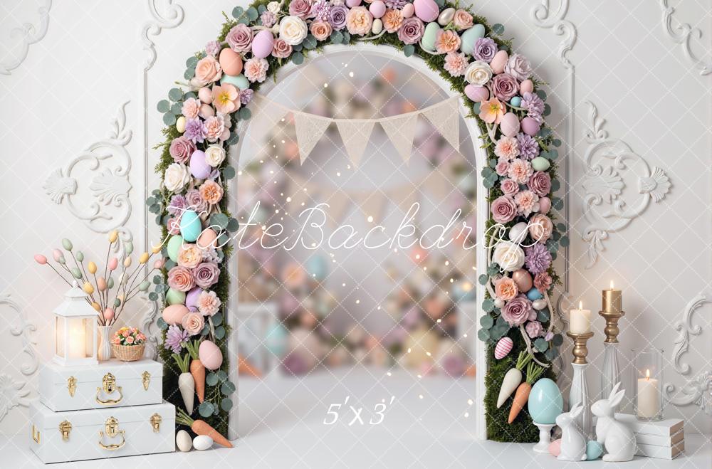 Kate Easter Bunny Flower Arch Pastel Eggs Backdrop Designed by Mini MakeBelieve
