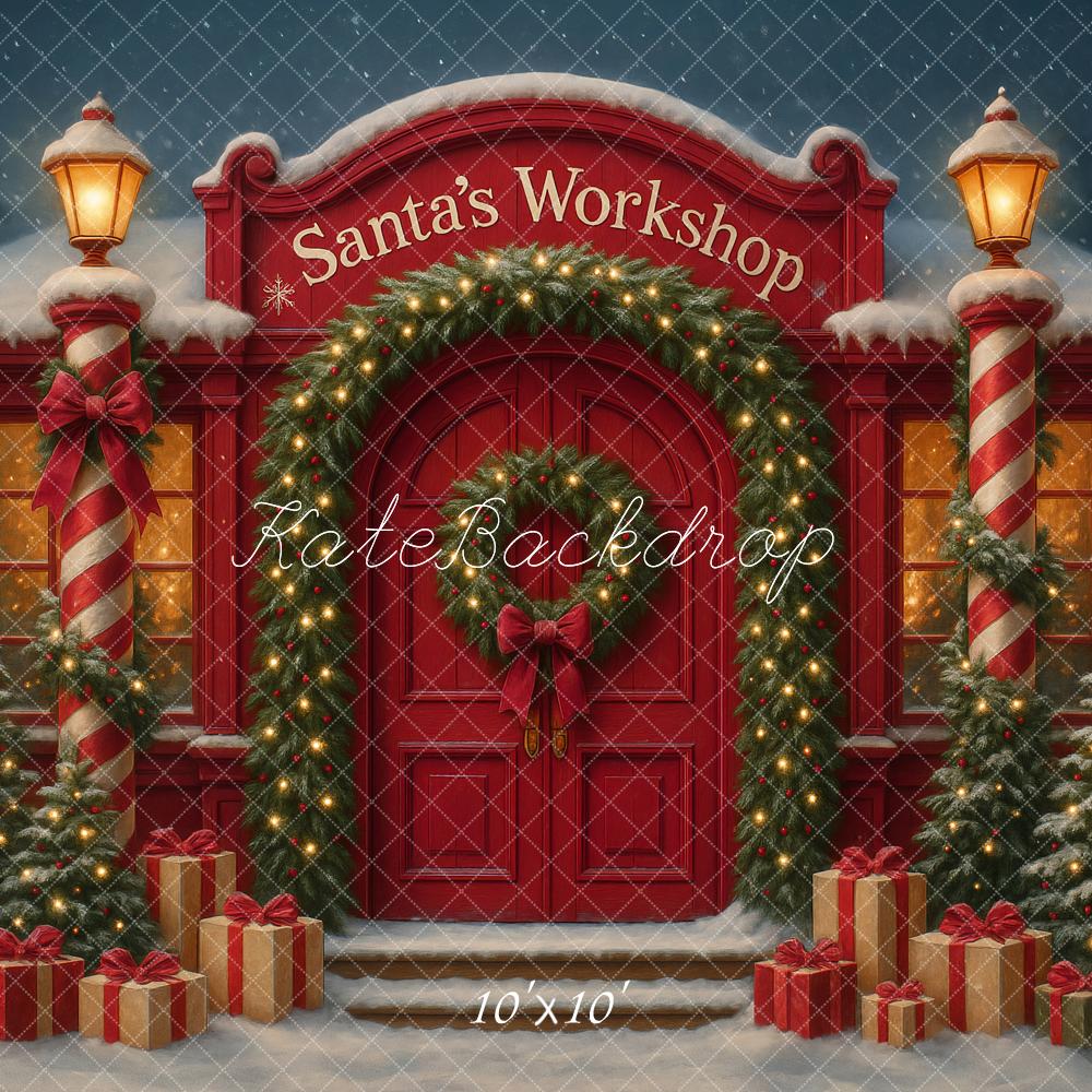 Kate Christmas Santa's Workshop Trees Night Backdrop Designed by Ashley Paul