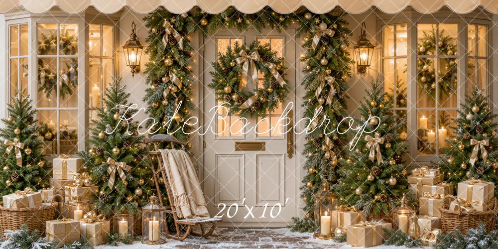 Kate Christmas Shop Storefront Sleigh Trees Gifts Printed Backdrop Designed by Emetselch