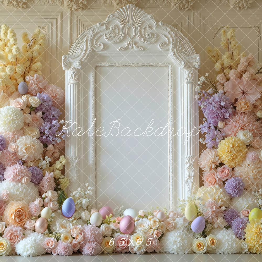 TEST Kate Easter Bunny Pastel Flower Arch Ornate Frame Backdrop Designed by Mini MakeBelieve