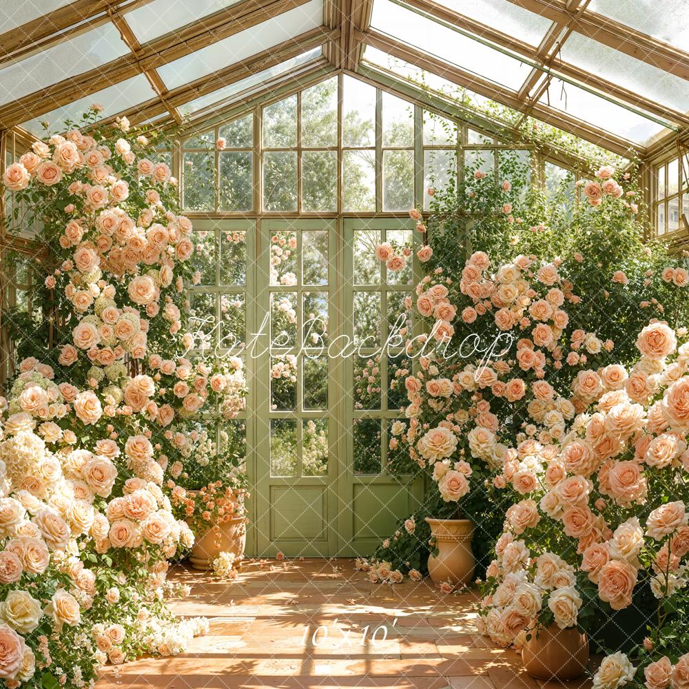 Kate Spring Greenhouse Flower Arch Rose Garden Printed Backdrop Designed by Emetselch