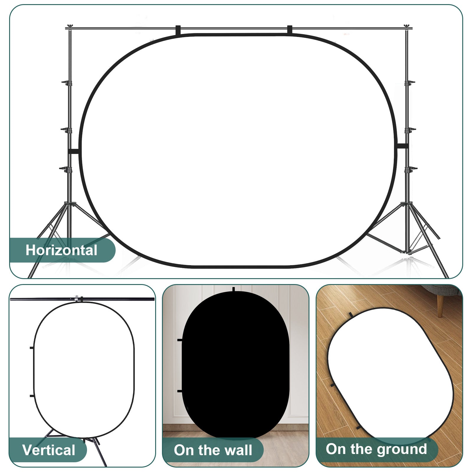 Kate Collapsible Backdrop Audition Backdrop for Headshot Photography, Video Conference, Live Streaming 5X6.5ft(1.5x2m)(US Only)