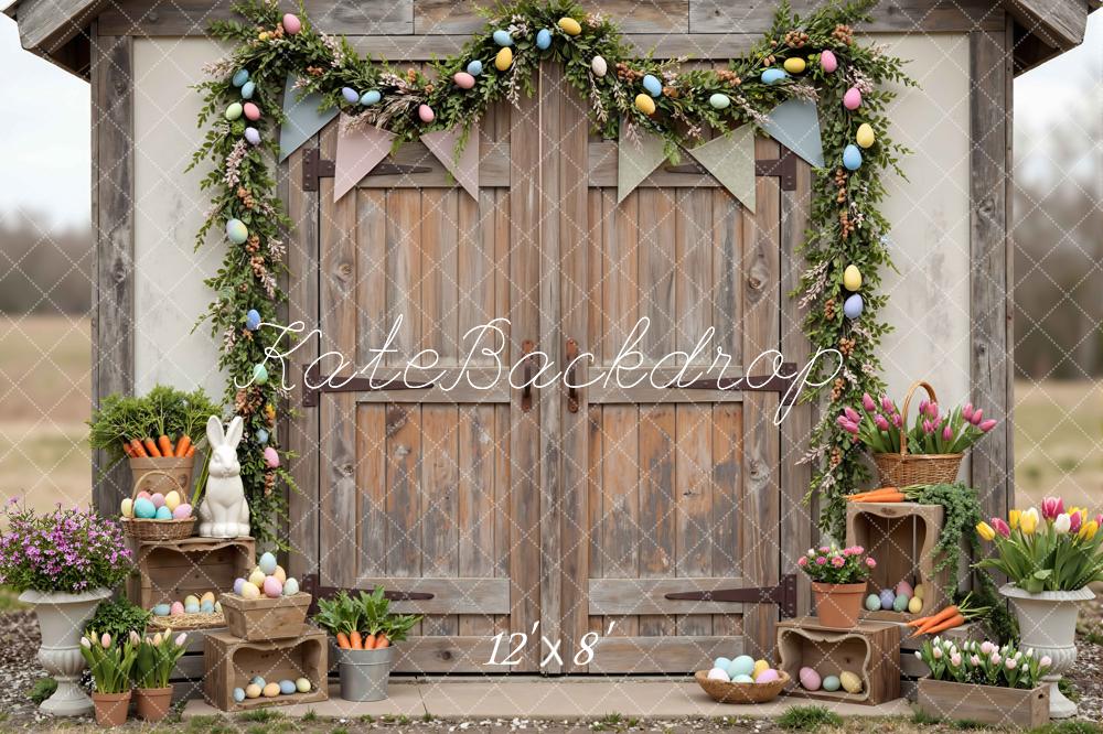 Kate Easter Bunny Eggs Rustic Barn Flowers Backdrop Designed by Mini MakeBelieve