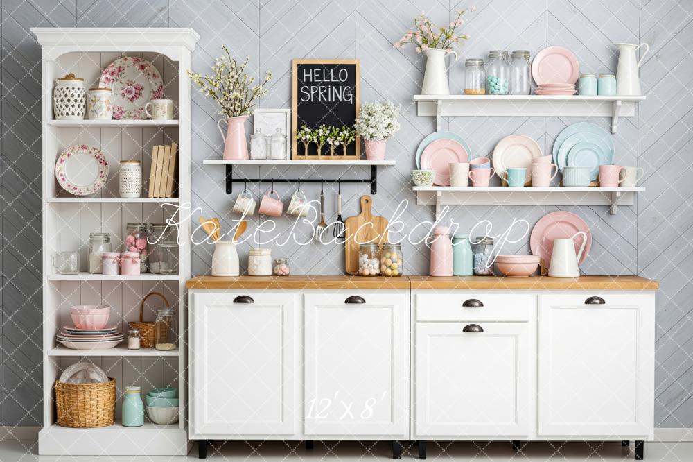 Kate Spring Kitchen Pastel Shelf Cabinet Backdrop Designed by Patty Roberts