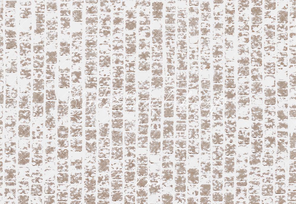 Kate Beige Cobblestone Snowy Floor Printed Backdrop Designed by Emetselch