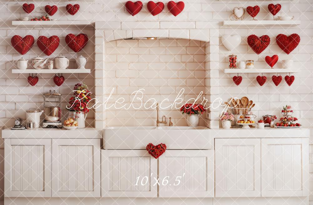 Kate Valentine's Red Heart Kitchen Cabinet Backdrop Designed by Emetselch