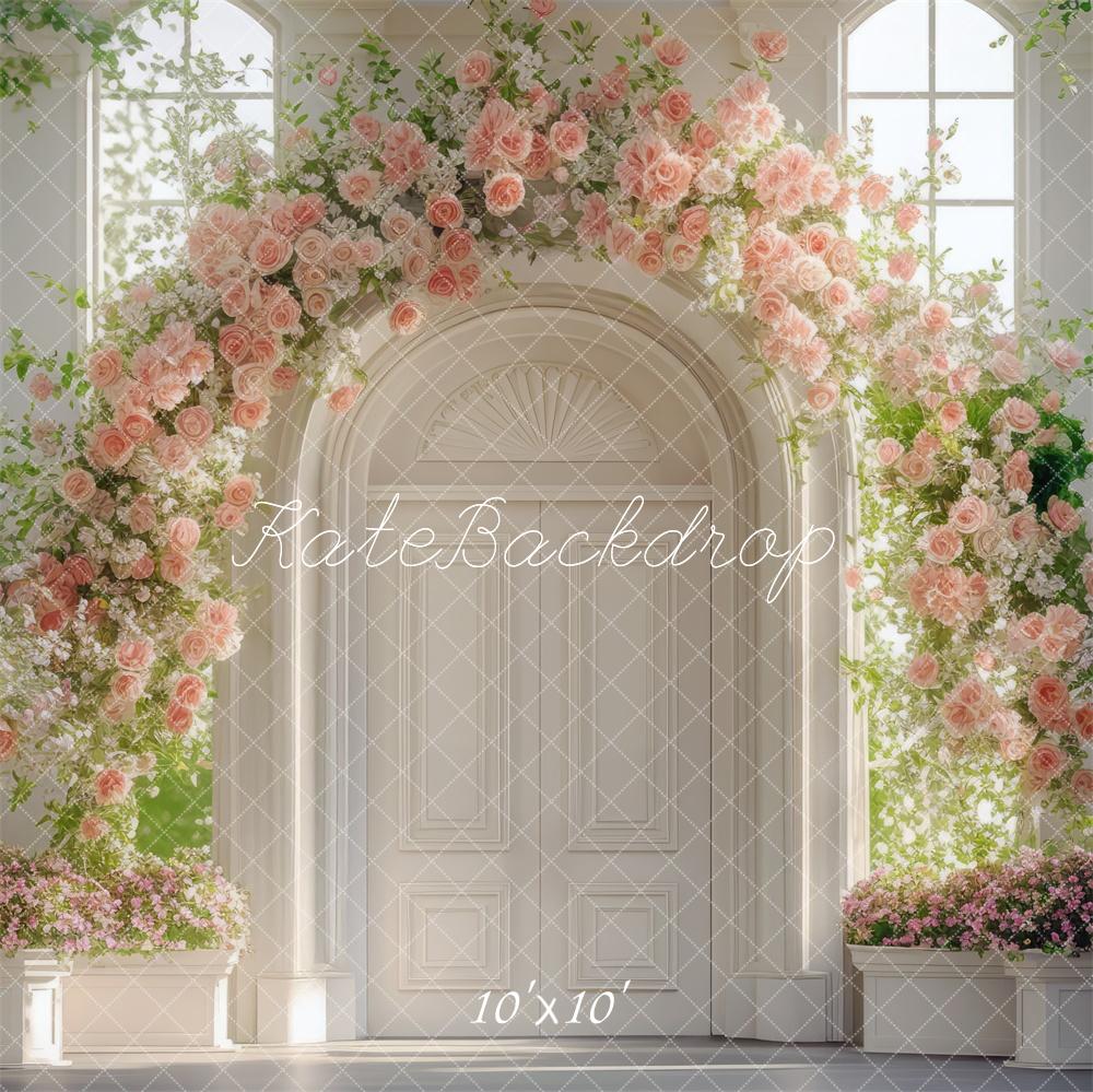 Sunlight Floral Arched Doorway Wedding Foto Achtergrond Designed by Mini MakeBelieve