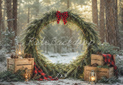 Kate Christmas Greenery Wreath Forest Crates Lanterns Printed Backdrop Designed by Emetselch