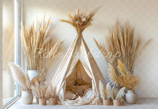 Backdrop Teepee in Grano di Pampas Boho progettato da Mini MakeBelieve