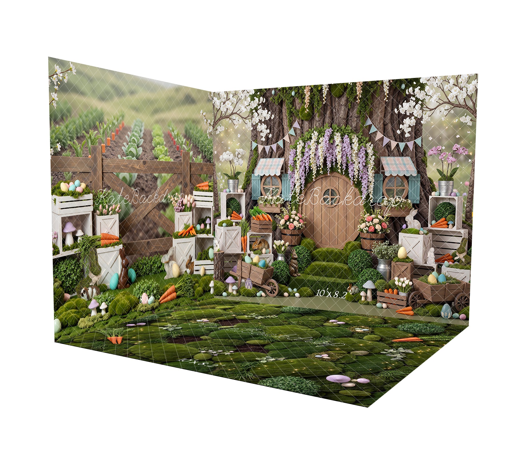 Kate Easter Bunny Treehouse Carrots Eggs Garden Backdrop Room Set