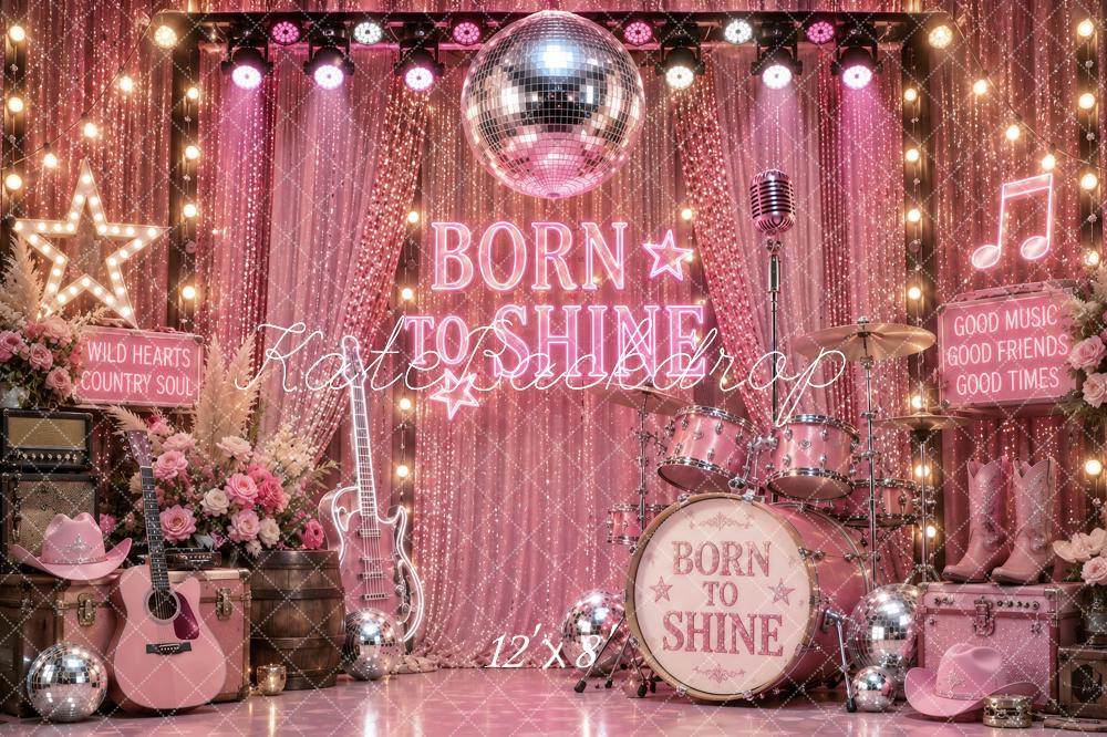 Kate Country Music Pink Disco Ball Stage Printed Backdrop Designed by Ashley Paul