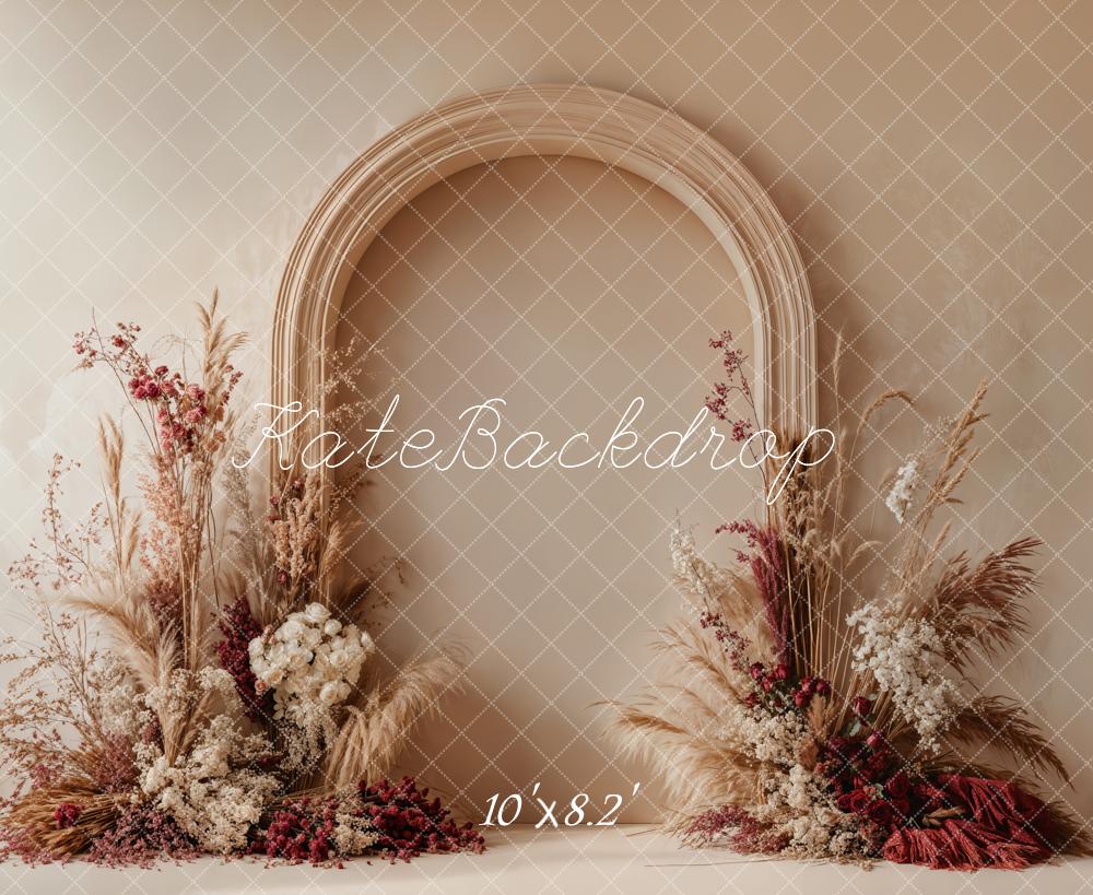 Boho Bloemenboog Neutrale Foto Achtergrond Designed by Emetselch