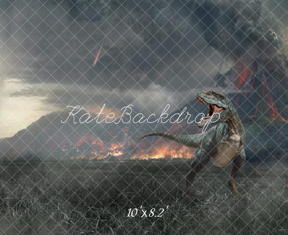 Fantasy Jurassic Dinosaur Volcano Foto Achtergrond Designed by Rose Abbas