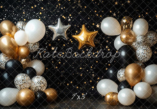 Kate Cake Smash Black Star Balloon Printed Backdrop Designed by Patty Roberts
