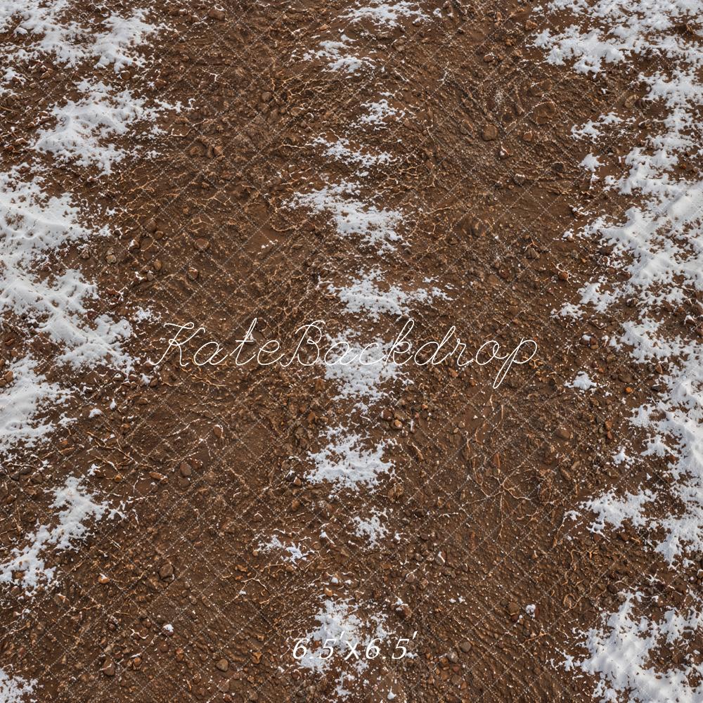 Kate Winter Brown Snowy Muddy Ground Floor Printed Backdrop Designed by Kate Image