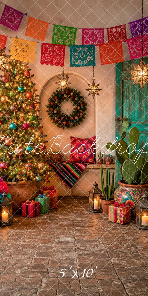 Kate Sweep Mexican Christmas Tree Papel Picado Star Lanterns Printed Backdrop Designed by Megan Leigh Photography