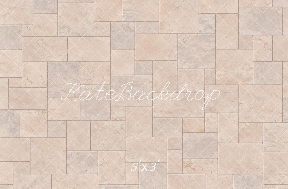 Kate Beige Marble Tile Floor Printed Backdrop Designed by Emetselch