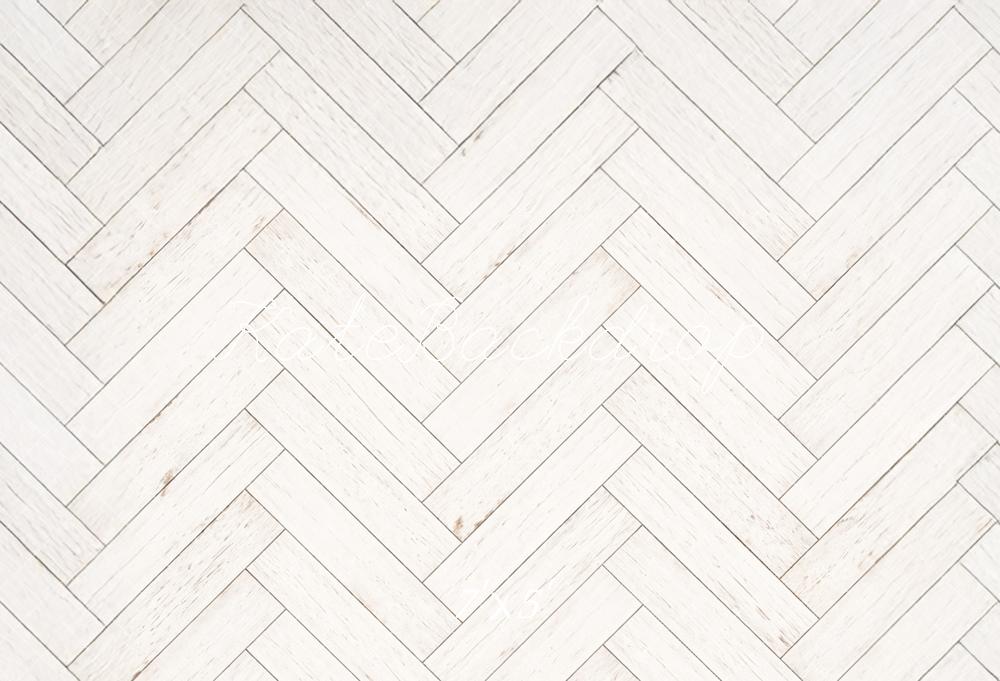 Kate White Herringbone Pattern Wood Floor Printed Backdrop Designed by Mandy Ringe Photography