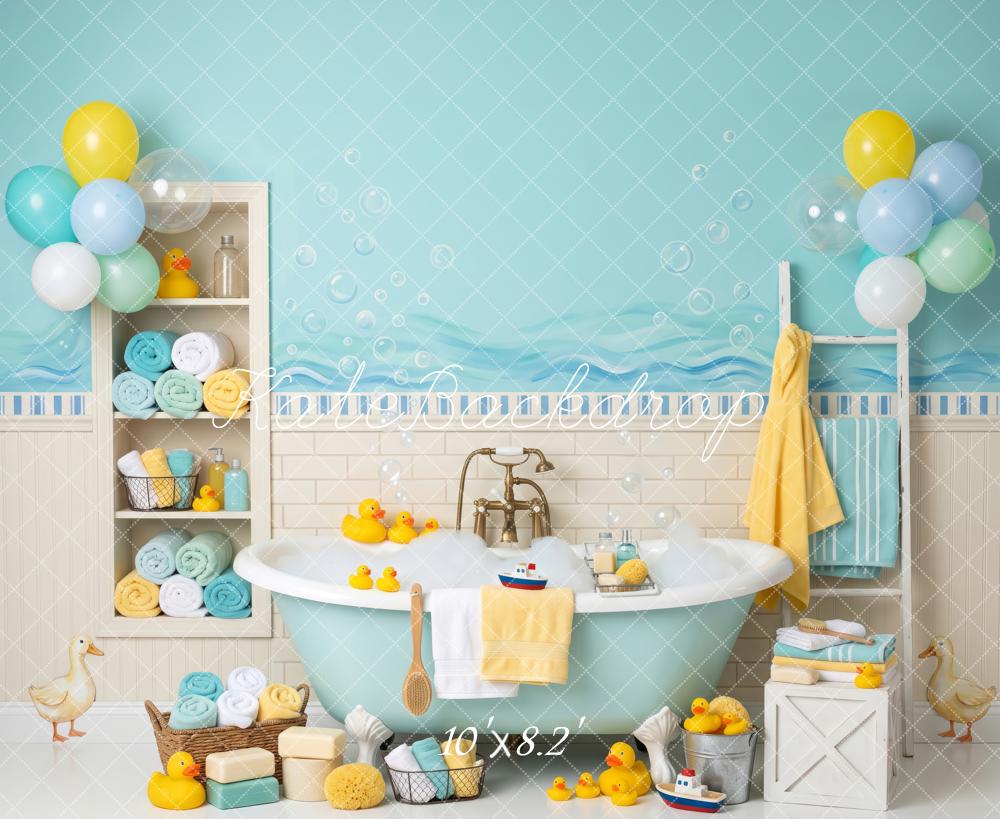 Kate Baby Shower Bath Rubber Ducks Balloons Printed Backdrop Designed by Patty Roberts