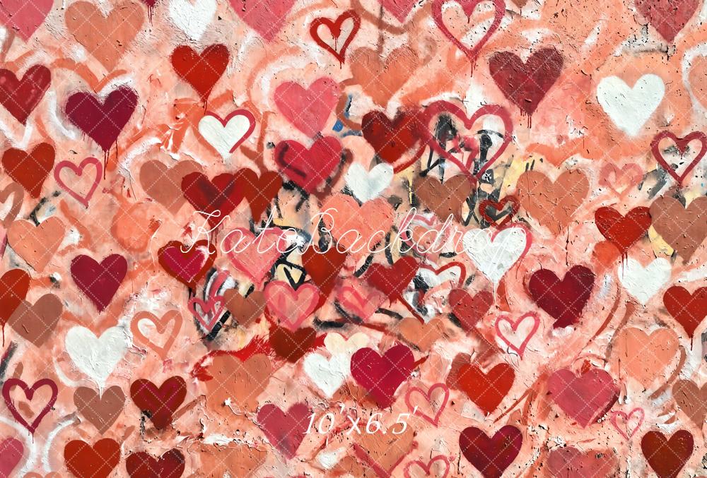 Kate Valentine's Day Graffiti Hearts Abstract Wall Backdrop Designed by Kate Image
