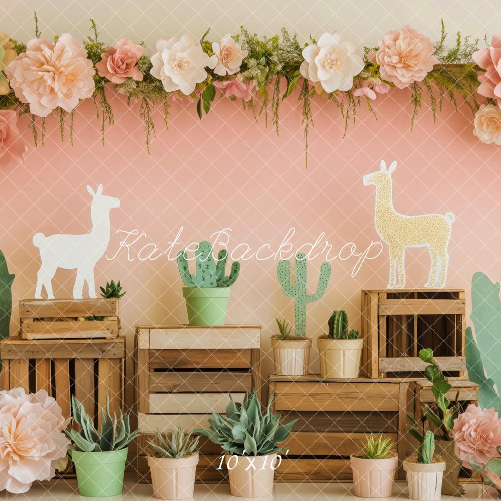 Kate Cactus Llama Flower Backdrop Designed by Patty Roberts