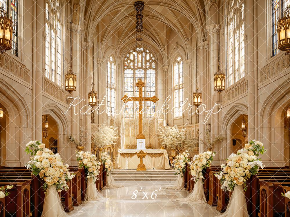 Kate Retro Church Floral Architecture Backdrop Designed by Emetselch