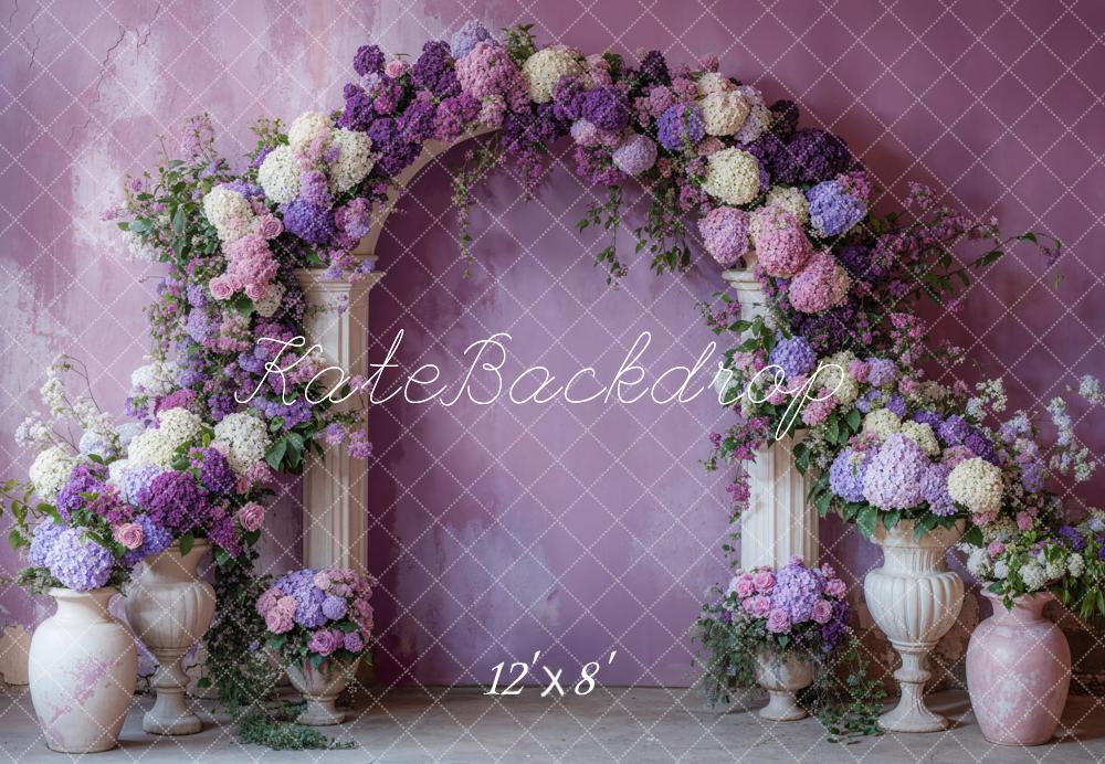 Kate Spring Beautiful Purple Floral Arch Backdrop Designed by Emetselch