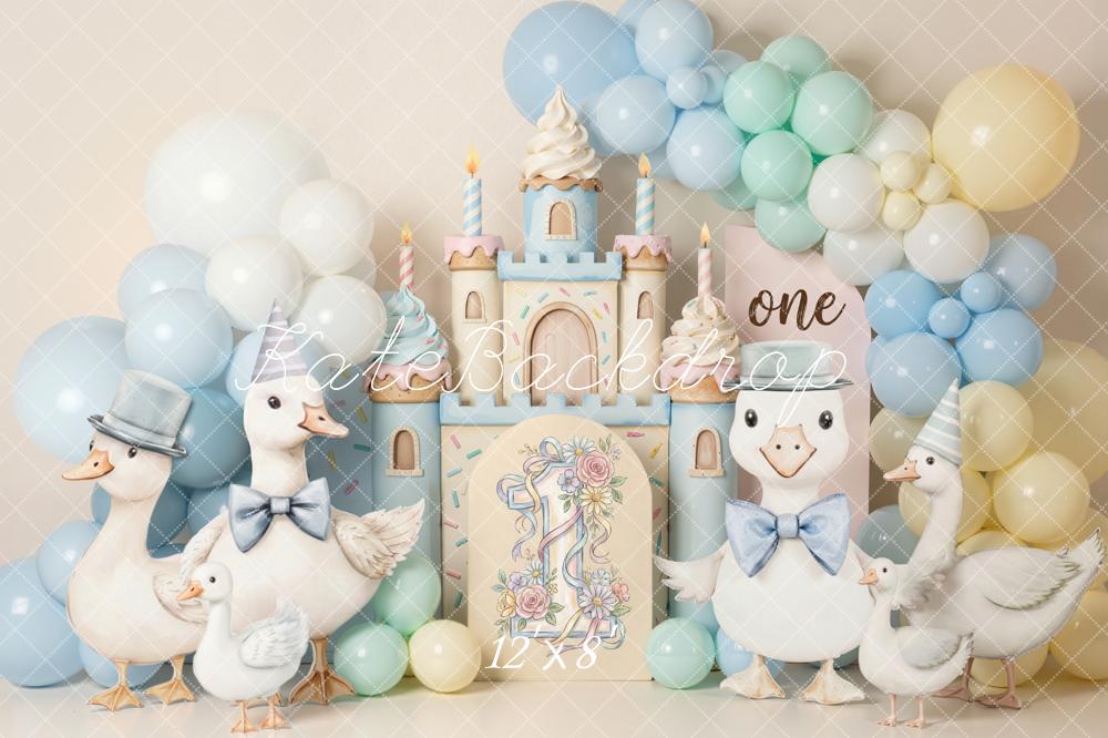 Kate Cake Smash Castle Silly Goose Pastel Balloons Backdrop Designed by Emetselch