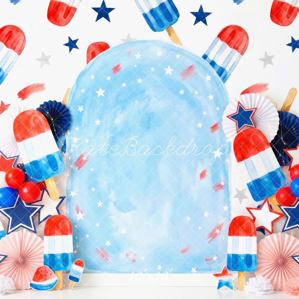 Kate Independence Day Red White Blue Popsicle Stars Printed Backdrop Designed by Patty Roberts