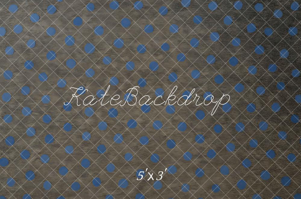 Kate Blue Polka Dot Grid Pattern Floor Backdrop Designed by Mini MakeBelieve