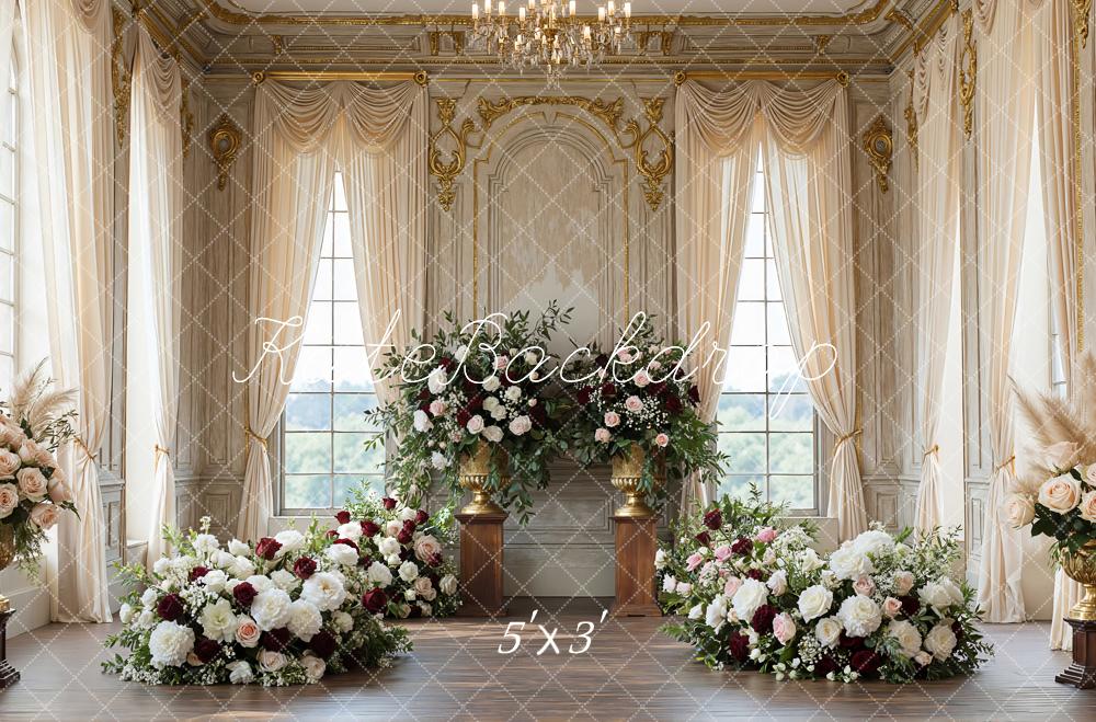 Kate Spring Elegant Ballroom Floral Arrangement Printed Backdrop Designed by Mini MakeBelieve