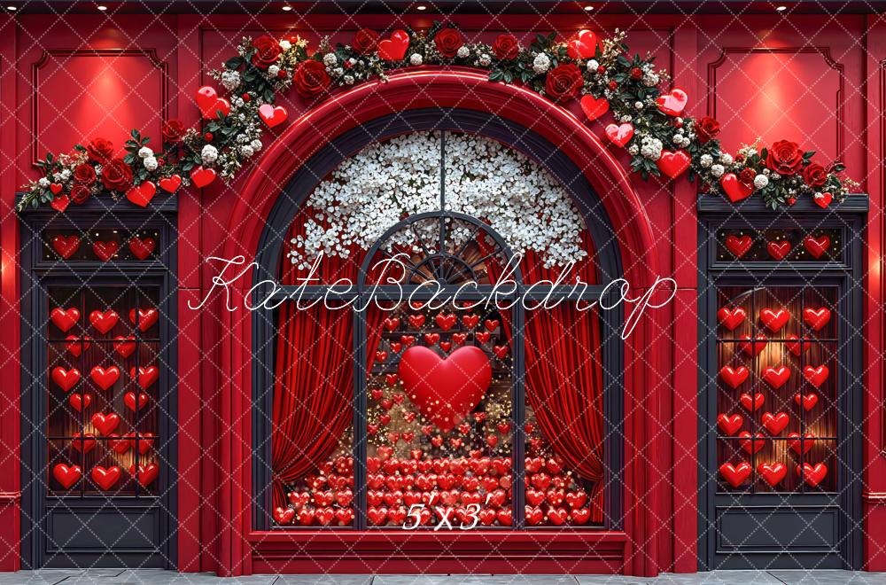 Kate Valentine's Day Red Roses Heart Window Arch Backdrop Designed by Mini MakeBelieve