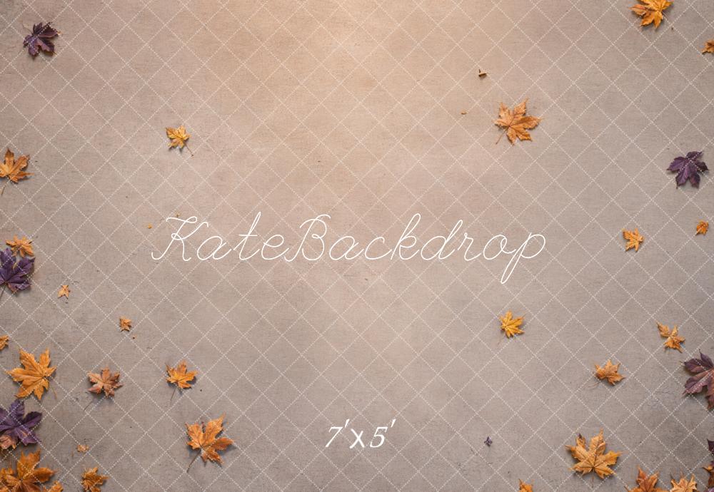 Kate Fall Maple Leaves Taupe Texture Floor Printed Backdrop Designed by Kate Image