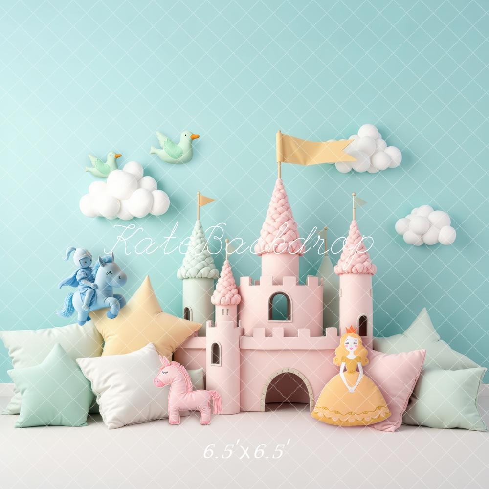 Kate Princess Castle Pony and Princess Cushions Printed Backdrop Designed by Laura Bybee