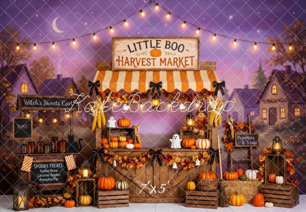 Kate Halloween Harvest Market Pumpkin Stand Ghost Printed Backdrop Designed by Patty Roberts