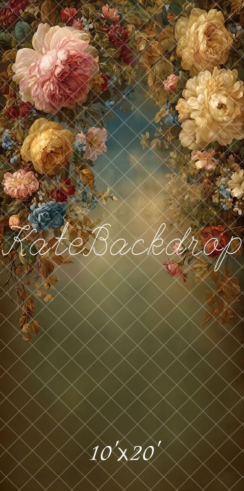Kate Fine Art Floral Vintage Printed Backdrop Designed by GQ