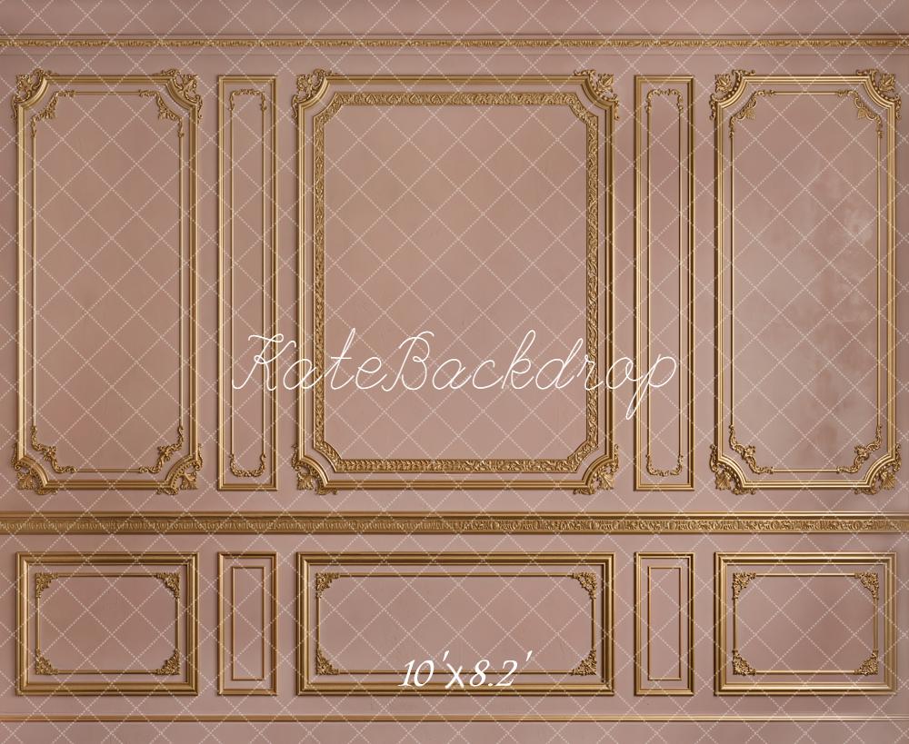Kate Vintage Pink Gold French Wall Printed Backdrop Designed by Emetselch