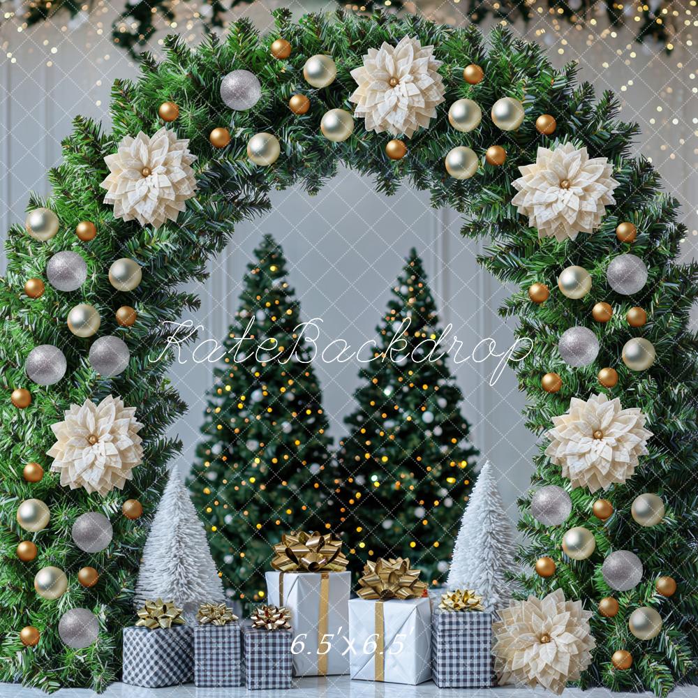 Kate Christmas Floral Arch Trees Gifts Backdrop Designed by Mini MakeBelieve
