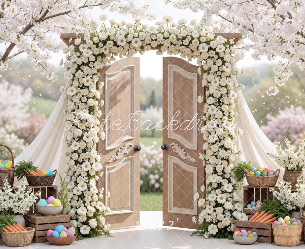 Kate Easter Bunny Flower Arch Door Baskets Backdrop Designed by Mini MakeBelieve
