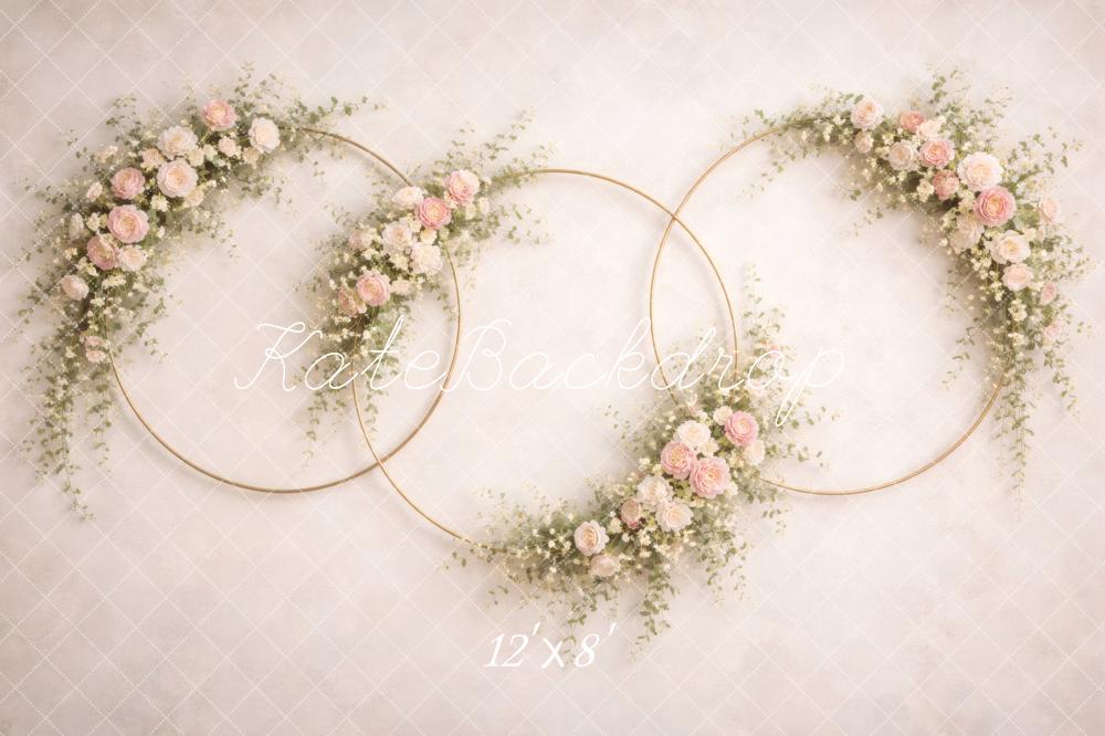 Kate Spring Pink Floral Hoop Flower Arch Printed Backdrop Designed by Vertigo Productions